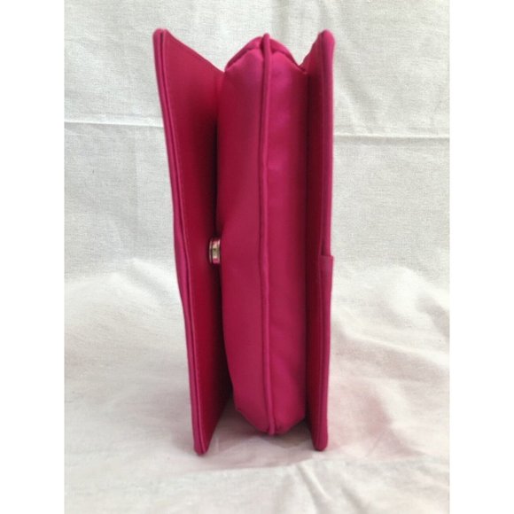 NWOT La Regale Bag Clutch Pink Pleated Flap Closure Magnetic Snap Satin Lined - Picture 12 of 12